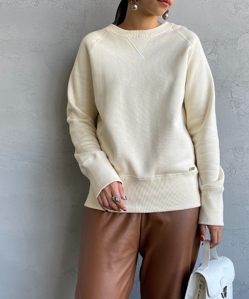 MICA&DEAL（マイカ＆ディール）の「[MICA&DEAL/マイカアンドディール] コットン裏毛 ラグランスウェットプルオーバー（スウェット・レディース・ブラック/オフホワイト/グレー系その他・40/38/36）」の14枚目の写真