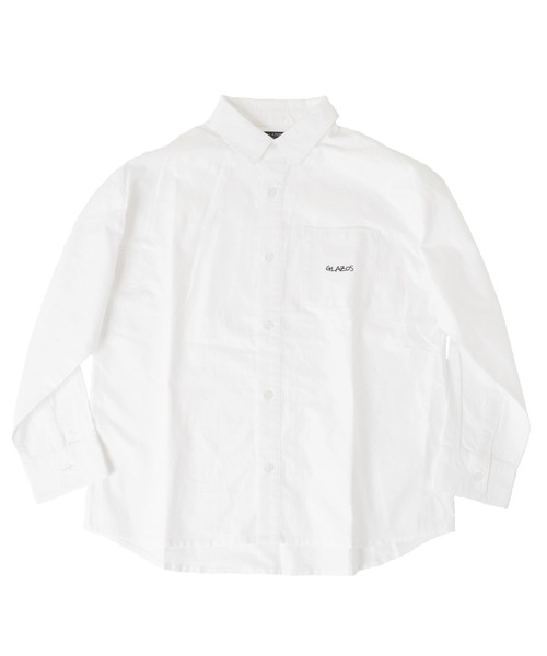 GLAZOS（グラソス）の「オックス・オーバーサイズ長袖シャツ（シャツ/ブラウス・キッズ・オフホワイト/サックスブルー・150cm/140cm/170cm/130cm/160cm）」の3枚目の写真