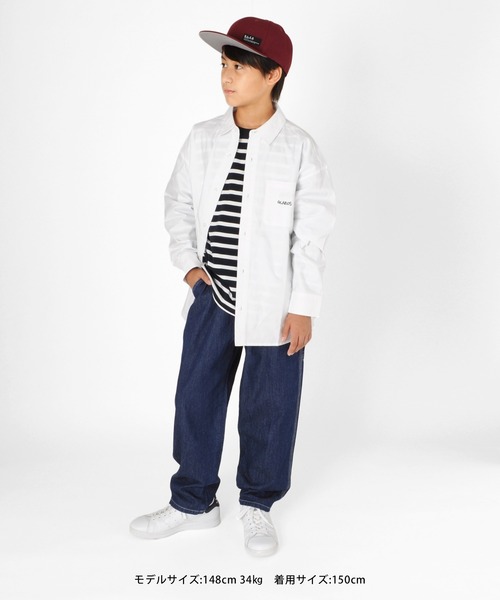 GLAZOS（グラソス）の「オックス・オーバーサイズ長袖シャツ（シャツ/ブラウス・キッズ・オフホワイト/サックスブルー・150cm/140cm/170cm/130cm/160cm）」の4枚目の写真