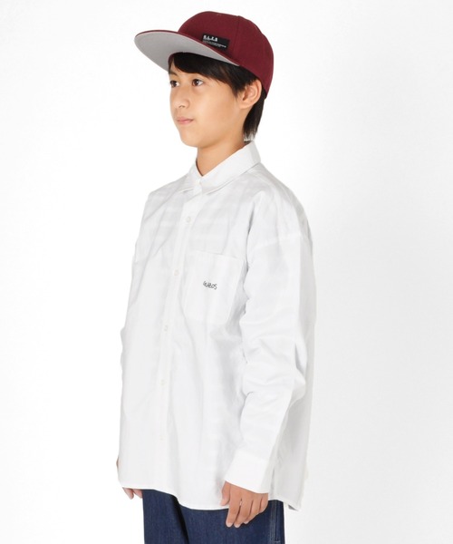 GLAZOS（グラソス）の「オックス・オーバーサイズ長袖シャツ（シャツ/ブラウス・キッズ・オフホワイト/サックスブルー・150cm/140cm/170cm/130cm/160cm）」の5枚目の写真