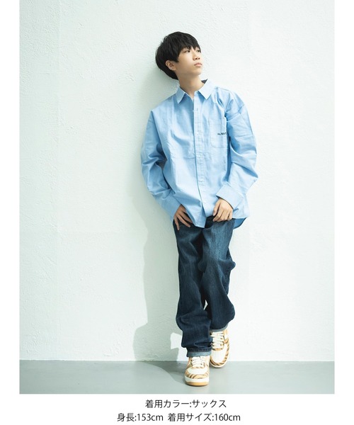 GLAZOS（グラソス）の「オックス・オーバーサイズ長袖シャツ（シャツ/ブラウス・キッズ・オフホワイト/サックスブルー・150cm/140cm/170cm/130cm/160cm）」の16枚目の写真