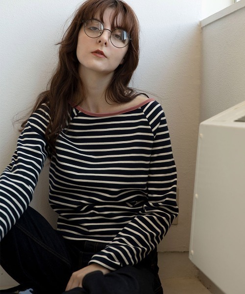 mangata(モンガータ)の「Bicolor border long sleeve(Tシャツ/カットソー・レディース・ネイビー/ピンク・FREE)」の3枚目の写真