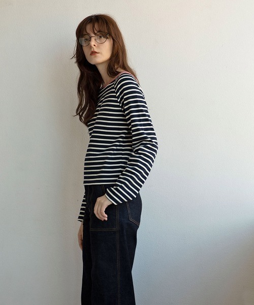 mangata(モンガータ)の「Bicolor border long sleeve(Tシャツ/カットソー・レディース・ネイビー/ピンク・FREE)」の13枚目の写真