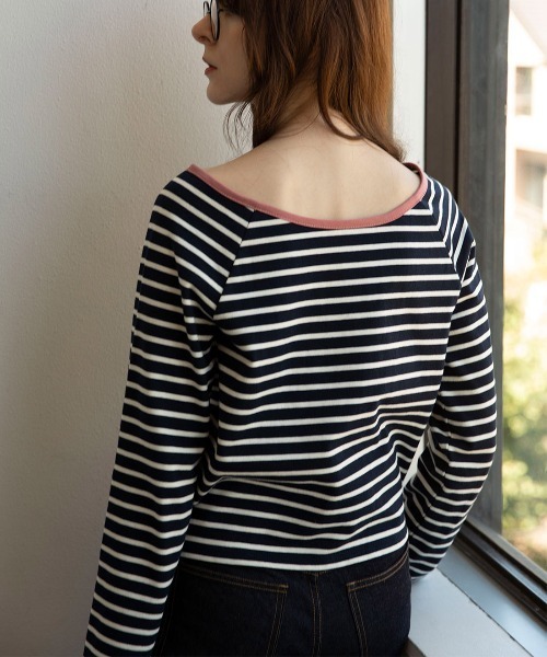 mangata(モンガータ)の「Bicolor border long sleeve(Tシャツ/カットソー・レディース・ネイビー/ピンク・FREE)」の21枚目の写真