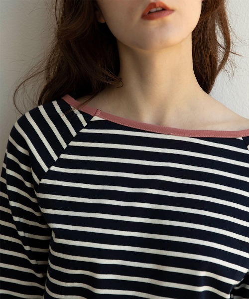 mangata(モンガータ)の「Bicolor border long sleeve(Tシャツ/カットソー・レディース・ネイビー/ピンク・FREE)」の11枚目の写真