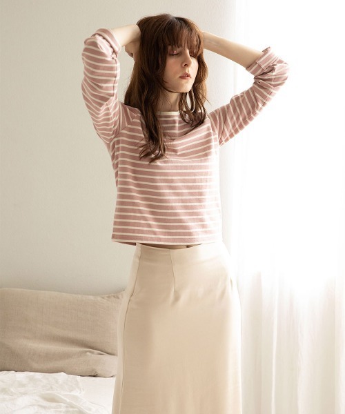 mangata(モンガータ)の「Bicolor border long sleeve(Tシャツ/カットソー・レディース・ネイビー/ピンク・FREE)」の14枚目の写真