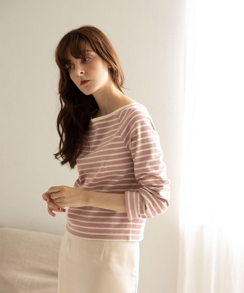 mangata(モンガータ)の「Bicolor border long sleeve(Tシャツ/カットソー・レディース・ネイビー/ピンク・FREE)」の22枚目の写真