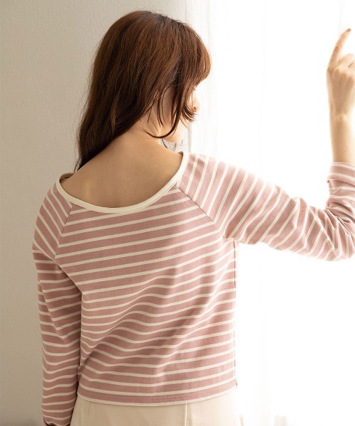 mangata(モンガータ)の「Bicolor border long sleeve(Tシャツ/カットソー・レディース・ネイビー/ピンク・FREE)」の17枚目の写真