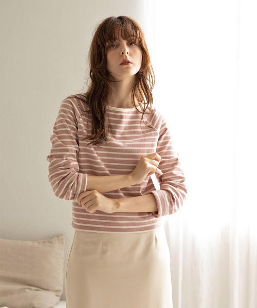 mangata(モンガータ)の「Bicolor border long sleeve(Tシャツ/カットソー・レディース・ネイビー/ピンク・FREE)」の4枚目の写真