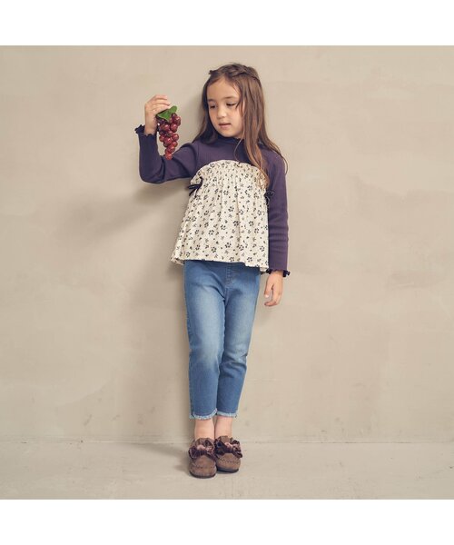 apres les cours(アプレレクール)の「裾フリンジデニムパンツ 9分丈_ストレッチ(デニムパンツ・キッズ・ブルー/ブラック・80/120/140/110/130/90/100)」の9枚目の写真