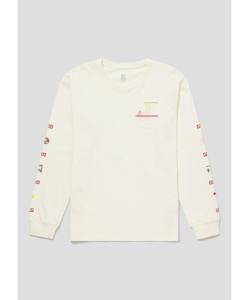 Design Tshirts Store graniph（デザイン　ティーシャツ　ストア　グラニフ）の「ラーメンダイスキ｜スリーブグラフィック長袖Tシャツ（Tシャツ/カットソー・メンズ・オフホワイト・MEDIUM/LARGE/X-LARGE/X-SMALL/SMALL）」の5枚目の写真