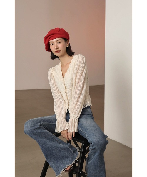 Leja（レジャ）の「【LEJA】デニムフレアスリットパンツ（デニムパンツ・レディース・ブルー・SMALL/MEDIUM）」の3枚目の写真