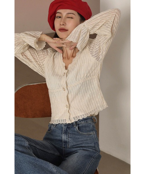 Leja（レジャ）の「【LEJA】デニムフレアスリットパンツ（デニムパンツ・レディース・ブルー・SMALL/MEDIUM）」の6枚目の写真