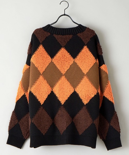 WONDER WONDER(ワンダーワンダー)の「アーガイル柄ボリュームカーディガン(カーディガン/ボレロ・メンズ・ブラック系その他/ベージュ系その他/ブラウン系その他/グリーン系その他・S/M/L)」の15枚目の写真