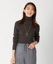 【洗える】WORSTED CHINE WOOL ハイネック ニット
