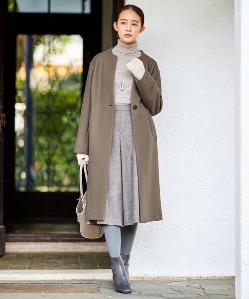 J.PRESS(ジェイプレス)の「【洗える】WORSTED CHINE WOOL ハイネック ニット(ニット/セーター・レディース・ダークブラウン系/ベージュ系/グレー系・T15/T13)」の5枚目の写真
