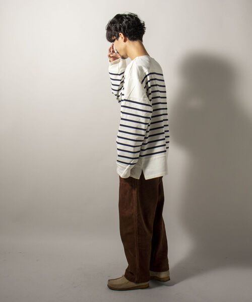 GEVACO（ゲバコ）の「【GEVACO/ゲバコ】オーバーサイズ パネルボーダー バスクシャツ（Tシャツ/カットソー・メンズ・ブルー系その他7/ベージュ系その他3/ホワイト系その他4・LARGE/MEDIUM）」の5枚目の写真