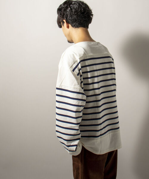 GEVACO（ゲバコ）の「【GEVACO/ゲバコ】オーバーサイズ パネルボーダー バスクシャツ（Tシャツ/カットソー・メンズ・ブルー系その他7/ベージュ系その他3/ホワイト系その他4・LARGE/MEDIUM）」の8枚目の写真