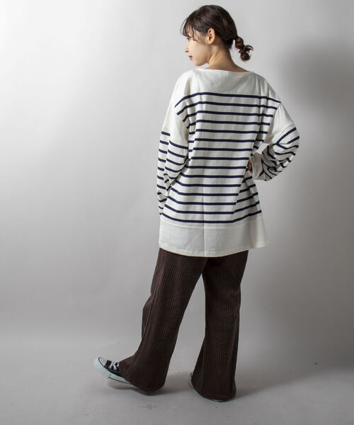 GEVACO（ゲバコ）の「【GEVACO/ゲバコ】オーバーサイズ パネルボーダー バスクシャツ（Tシャツ/カットソー・メンズ・ブルー系その他7/ベージュ系その他3/ホワイト系その他4・LARGE/MEDIUM）」の15枚目の写真