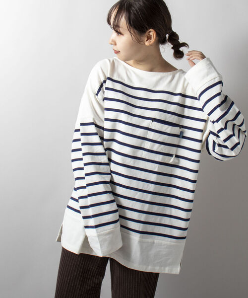 GEVACO（ゲバコ）の「【GEVACO/ゲバコ】オーバーサイズ パネルボーダー バスクシャツ（Tシャツ/カットソー・メンズ・ブルー系その他7/ベージュ系その他3/ホワイト系その他4・LARGE/MEDIUM）」の16枚目の写真