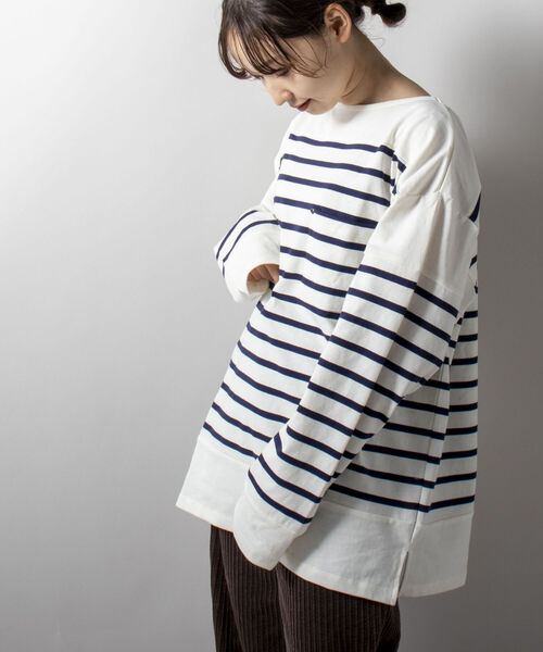 GEVACO（ゲバコ）の「【GEVACO/ゲバコ】オーバーサイズ パネルボーダー バスクシャツ（Tシャツ/カットソー・メンズ・ブルー系その他7/ベージュ系その他3/ホワイト系その他4・LARGE/MEDIUM）」の17枚目の写真