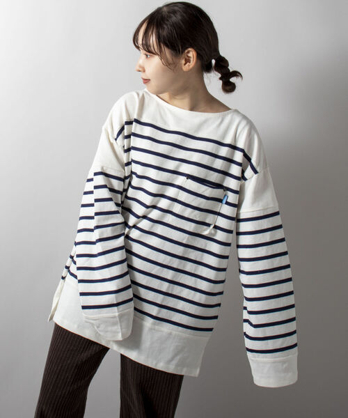 GEVACO（ゲバコ）の「【GEVACO/ゲバコ】オーバーサイズ パネルボーダー バスクシャツ（Tシャツ/カットソー・メンズ・ブルー系その他7/ベージュ系その他3/ホワイト系その他4・LARGE/MEDIUM）」の18枚目の写真