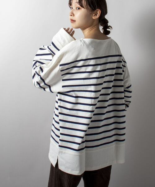 GEVACO（ゲバコ）の「【GEVACO/ゲバコ】オーバーサイズ パネルボーダー バスクシャツ（Tシャツ/カットソー・メンズ・ブルー系その他7/ベージュ系その他3/ホワイト系その他4・LARGE/MEDIUM）」の19枚目の写真