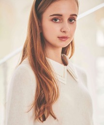 襟付アンゴラミックスニット