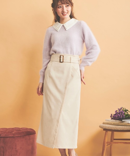 NOELA(ノエラ)の「襟付アンゴラミックスニット(ニット/セーター・レディース・ブラック/ラベンダー/オフホワイト・フリー)」の7枚目の写真