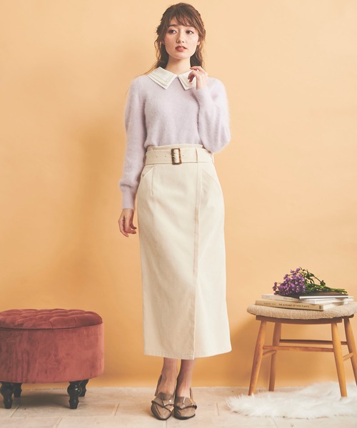 NOELA(ノエラ)の「襟付アンゴラミックスニット(ニット/セーター・レディース・ブラック/ラベンダー/オフホワイト・フリー)」の8枚目の写真