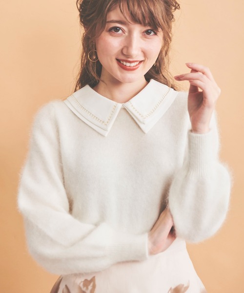 NOELA(ノエラ)の「襟付アンゴラミックスニット(ニット/セーター・レディース・ブラック/ラベンダー/オフホワイト・フリー)」の10枚目の写真