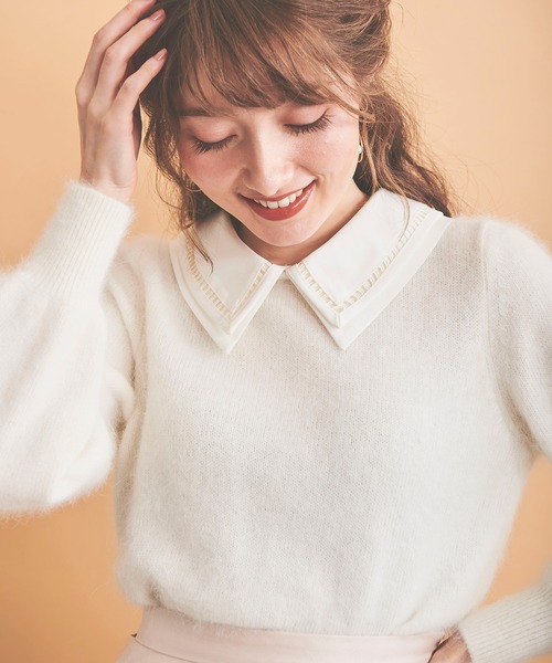 NOELA(ノエラ)の「襟付アンゴラミックスニット(ニット/セーター・レディース・ブラック/ラベンダー/オフホワイト・フリー)」の11枚目の写真