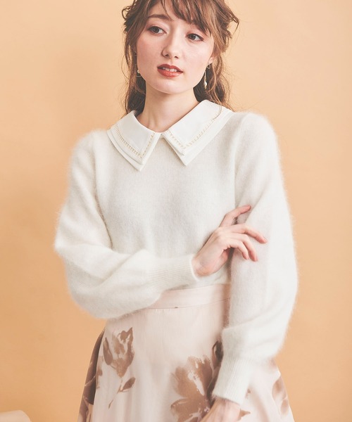 NOELA(ノエラ)の「襟付アンゴラミックスニット(ニット/セーター・レディース・ブラック/ラベンダー/オフホワイト・フリー)」の12枚目の写真