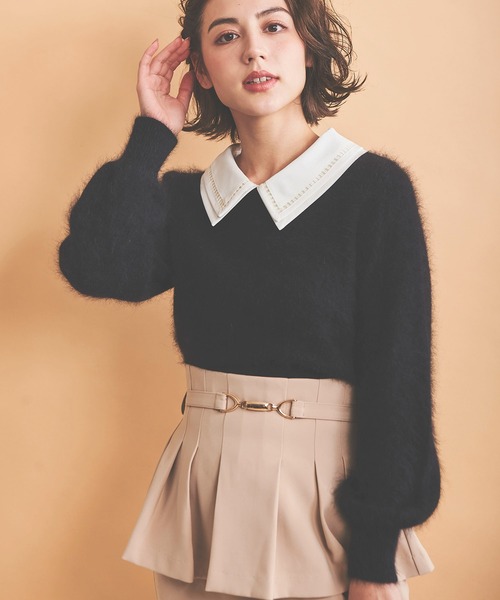 NOELA(ノエラ)の「襟付アンゴラミックスニット(ニット/セーター・レディース・ブラック/ラベンダー/オフホワイト・フリー)」の17枚目の写真