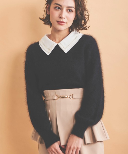 NOELA(ノエラ)の「襟付アンゴラミックスニット(ニット/セーター・レディース・ブラック/ラベンダー/オフホワイト・フリー)」の18枚目の写真