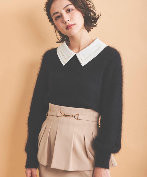 NOELA(ノエラ)の「襟付アンゴラミックスニット(ニット/セーター・レディース・ブラック/ラベンダー/オフホワイト・フリー)」の19枚目の写真