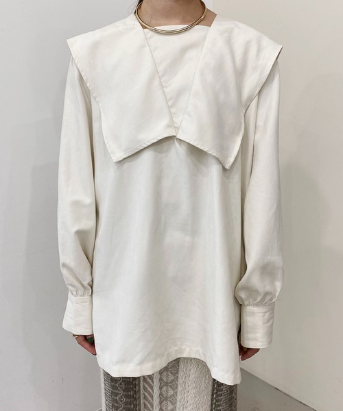 CAPRICIEUX LE'MAGE(カプリシューレマージュ)の「スクエアカラーシャツ(シャツ/ブラウス・レディース・グリーン/チャコールグレー/オフホワイト・FREE)」の6枚目の写真