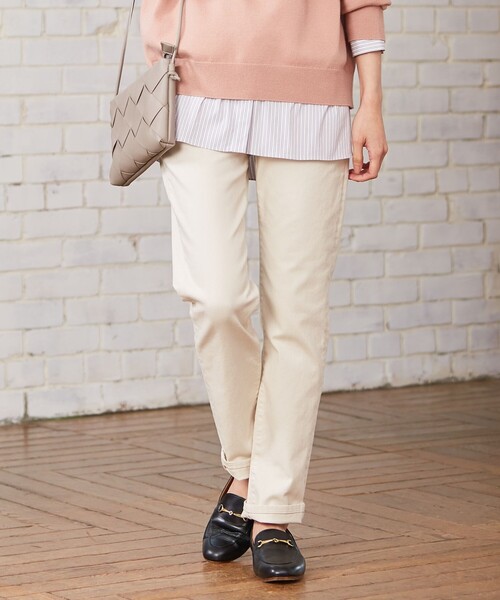 J.PRESS(ジェイプレス)の「【洗える】INDIA10カツラギストレッチ パンツ(その他パンツ・レディース・アイボリー系・T13/T17/T15)」の1枚目の写真