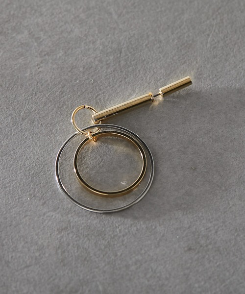 ear PAPILLONNER（イアパピヨネ）の「縦直サークルピアス（ピアス（片耳用）・レディース・シルバー×ゴールド・FREE）」の9枚目の写真