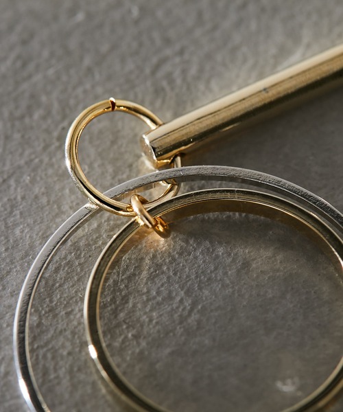 ear PAPILLONNER（イアパピヨネ）の「縦直サークルピアス（ピアス（片耳用）・レディース・シルバー×ゴールド・FREE）」の8枚目の写真