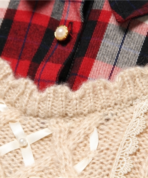 axes femme(アクシーズファム)の「ネルシャツレイヤード風プルオーバー(ニット/セーター・レディース・ベージュ/ネイビー/ブラック・MEDIUM)」の10枚目の写真