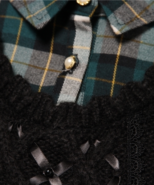 axes femme(アクシーズファム)の「ネルシャツレイヤード風プルオーバー(ニット/セーター・レディース・ベージュ/ネイビー/ブラック・MEDIUM)」の11枚目の写真