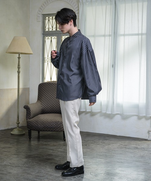 EDEL（エーデル）の「EDEL - ロングカフスビックシャツ（シャツ/ブラウス・メンズ・ホワイト/ダークグレー・MEDIUM/LARGE）」の5枚目の写真