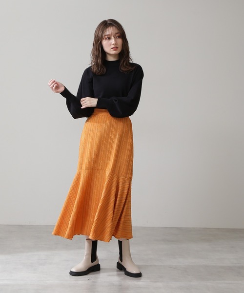 N.(N. Natural Beauty Basic)(エヌエヌナチュラルビューティーベーシック)の「◆飾りリブプレーティング天竺ニット(ニット/セーター・レディース・ブラック/グレー/ピンク/イエロー/クリーム・MEDIUM)」の6枚目の写真