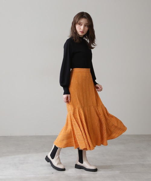 N.(N. Natural Beauty Basic)(エヌエヌナチュラルビューティーベーシック)の「◆飾りリブプレーティング天竺ニット(ニット/セーター・レディース・ブラック/グレー/ピンク/イエロー/クリーム・MEDIUM)」の7枚目の写真