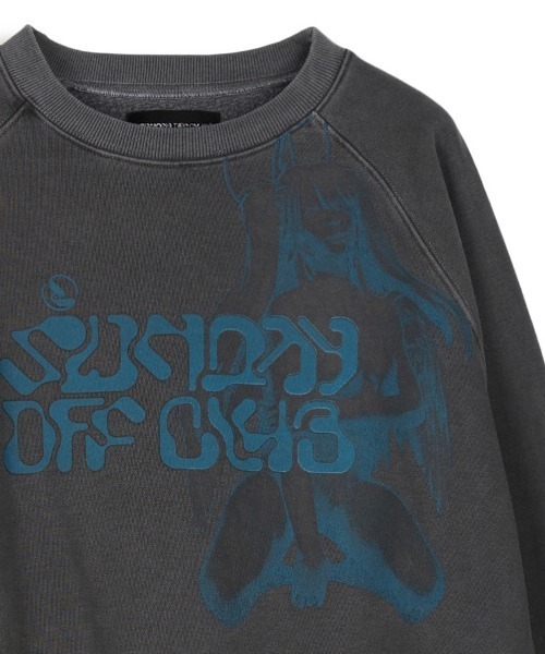 SUNDAYOFFCLUB（サンデイオフクラブ）の「【SUNDAY OFF CLUB/サンデーオフクラブ】3D Spiritual Girl Artwork Heavy Weight Fleece Raglan Sweatshirt アートワーク ラグラン スリーブ スウェット シャツ（スウェット・メンズ・ブラック/オートミール・M/L）」の9枚目の写真