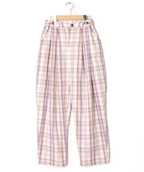 Alley by w closet(アリーバイダブルクローゼット)の「【Alley】【サイズ調整できる】チェックタックパンツ(スラックス・レディース・ピンク/ブルー・FREE)」の21枚目の写真