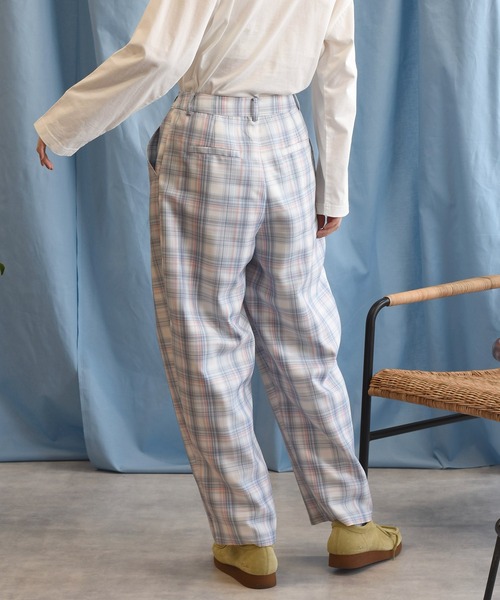 Alley by w closet(アリーバイダブルクローゼット)の「【Alley】【サイズ調整できる】チェックタックパンツ(スラックス・レディース・ピンク/ブルー・FREE)」の15枚目の写真