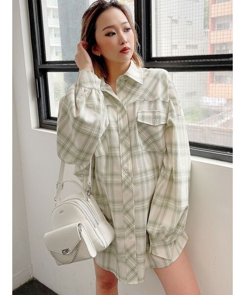 GYDA（ジェイダ）の「【WEB限定】LOOSEチェックシャツ（シャツ/ブラウス・レディース・ベージュ/オフホワイト/ミント・FREE）」の9枚目の写真