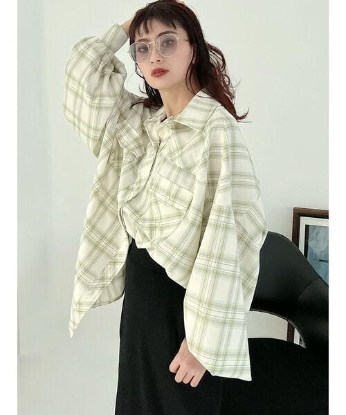 GYDA（ジェイダ）の「【WEB限定】LOOSEチェックシャツ（シャツ/ブラウス・レディース・ベージュ/オフホワイト/ミント・FREE）」の12枚目の写真